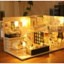 3D wooden micro LED dollhouse 1511, miniature furniture, dolls