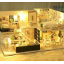 3D wooden micro LED dollhouse 1511, miniature furniture, dolls