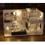 3D wooden micro LED dollhouse 1511, miniature furniture, dolls