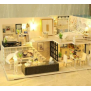 3D wooden micro LED dollhouse 1511, miniature furniture, dolls