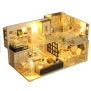 3D wooden micro LED dollhouse 1511, miniature furniture, dolls