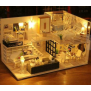 3D wooden micro LED dollhouse 1511, miniature furniture, dolls