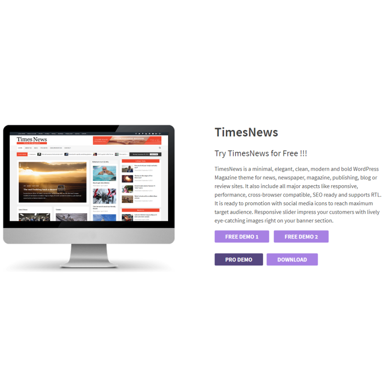 TimesNews ist ein minimalistisches, elegantes, sauberes, modernes und mutiges WordPress Magazine-Thema für Nachrichten