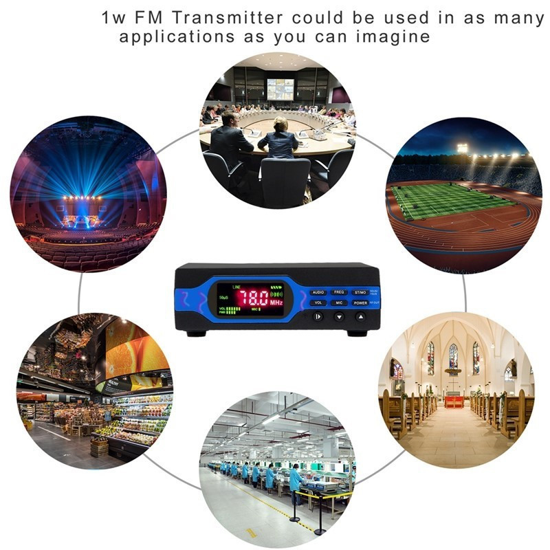 FM radio transmitter 1 W, CZE / 1618, low-energy FM transmitter + short antenna for cinemas, churches