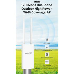 300M-1200Mbps 2.4G / 5GHz High Power 1W Outdoor Router, omnidirektionaler Access Point, Gigabit Wifi Basisstation Antenne AP