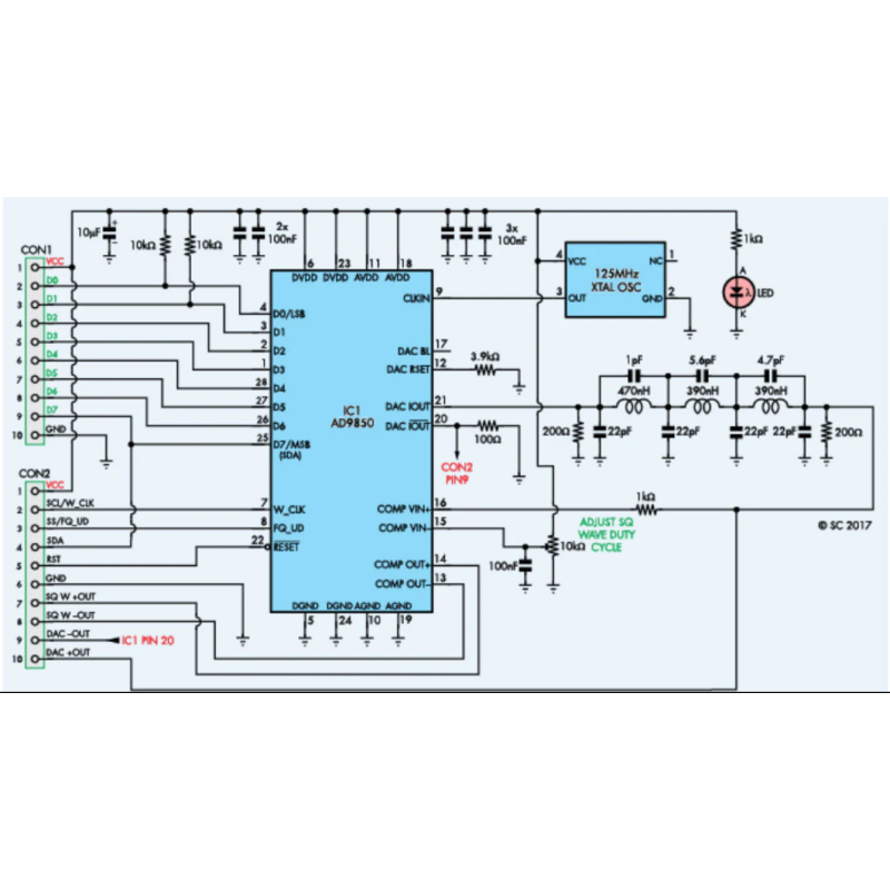 Niederfrequenter NF-Generator mit Einstellmöglichkeit der Oszillation DS Generator AD9833/328