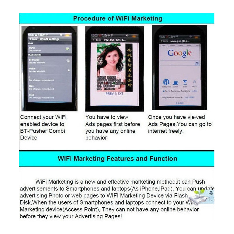 BLUETOOTH MARKETING WI-FI AND BLUETOOTH MARKETING COMBI DEVICE